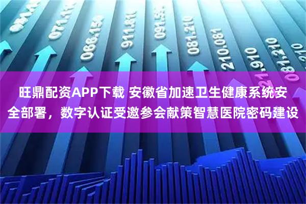 旺鼎配资APP下载 安徽省加速卫生健康系统安全部署，数字认证受邀参会献策智慧医院密码建设