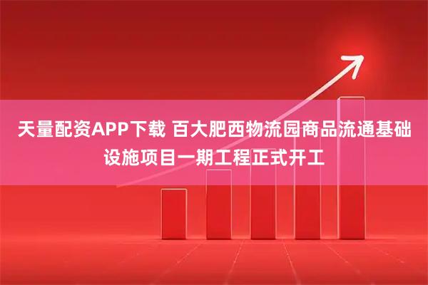 天量配资APP下载 百大肥西物流园商品流通基础设施项目一期工程正式开工