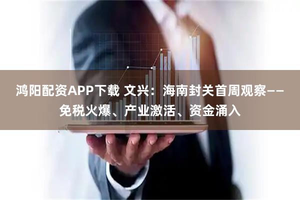 鸿阳配资APP下载 文兴：海南封关首周观察——免税火爆、产业激活、资金涌入
